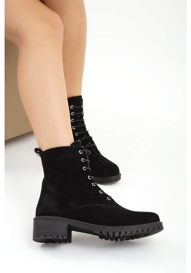 Tamer Tanca Kadın Hakiki Deri Siyah Casual Bot 33 Tnc1996 Bn Bot Sk22/23 Sıyah Yarma Siyah
