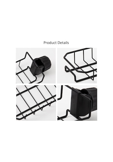 Ruicoo Mutfak/banyo Karbon Çelik Lavabo Organizerı - 360 Döner, Deliksiz Kurulum, Su Tüpü Uyumlu, Boşluk Tasarımıyla Su Çıkarma Ve Uzay Tasarrufu Siyah