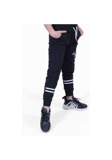 Fyk Kids All Day Yazı Baskılı Kız Çocuk Eşofman Altı Siyah