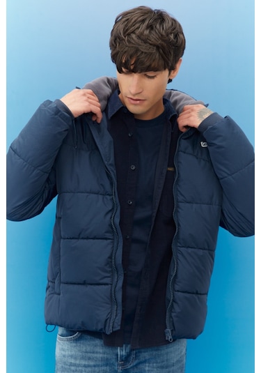 Lee Erkek Regular Fit Normal Kesim Kapüşonlu Şişme Mont 672L88Bny Lacivert