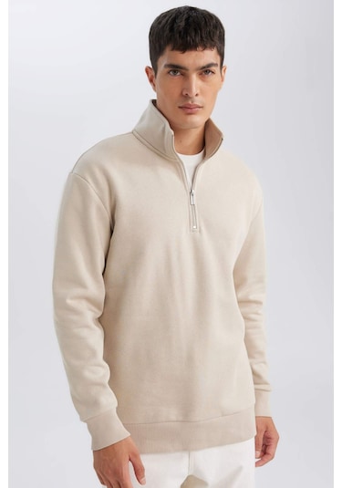 DeFacto 3 İplik Pamuklu Şardonlu İçi Polarlı Comfort Regular Fit Rahat Kalıp Dik Yaka Fermuarlı Kalın Sweatshirt D9067AXNSBG735 DeFacto 3 İplik Pamuklu Şardonlu İçi Polarlı Comfort Regular Fit Rahat Kalıp Dik Yaka Fermuarlı Kalın Sweatshirt D9067AXNSBG735