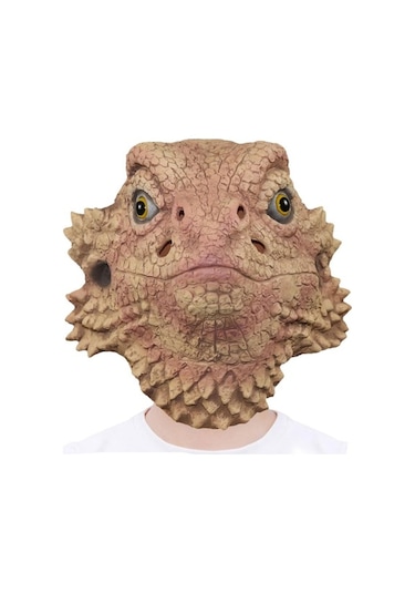 Trendooze Taklit Partisi Maskesi Maskesi Kostüm Kertenkele Kafa İçin Hayvan Fantezi Elbise Cadılar Bayramı Ex