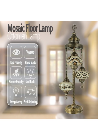 Osmanlı Mozaik Lamba Hediyelik Otantik 3'lü Lambader