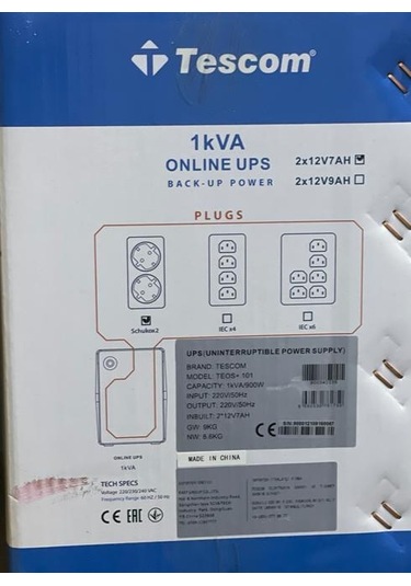 Tescom Teos+ 1Kva 1F/1F (2X 7Ah) 4-8 Dk Online  1Kva 900040339 Up