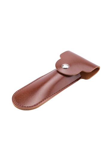 Leasetake Jilet Kılıfı Seyahat Tutucu Manuel Çift Kenarlı Güvenlik Jiletleri Konteyneri Pu Deri Çanta Kahverengi