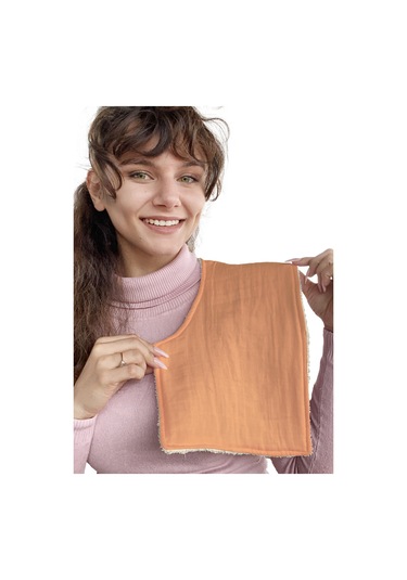 Müslin-havlu 2'li Çift Yönlü Omuz Bezi Gaz Çıkarma Bezi K-bej Bej - Kiremit