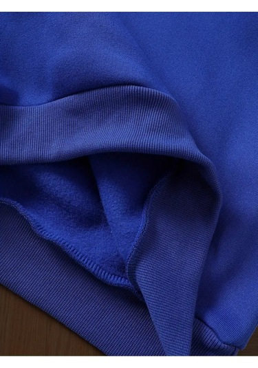 Kışlık Kapüşonlu Sweatshirt, Çocuk New York Manhattan Baskılı Mavi