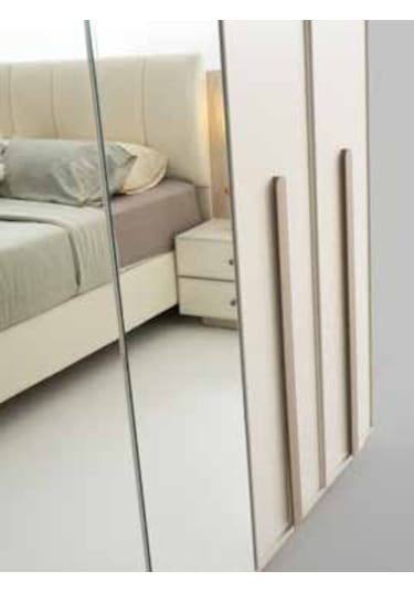 Verda Tamamı Mdf 6 Membranlı Kapaklı Reflekte Camlı Gardırop Dolap Beyaz