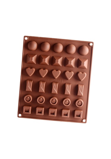 Moveevo Kahve Rengi 30 Farklı Şekil Silikon Kalıp - Yemek Dereceli, Anti Yapışkan, Fırın/mikrodalga Uyumlu Baking & Dondurma Kalıbı Çok Renkli