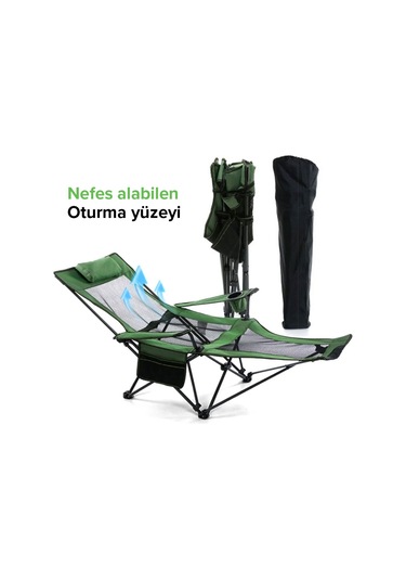 Windcamp Şezlong Tipi Katlanabilir Kamp Sandalyesi Som00006682 Haki - Gri