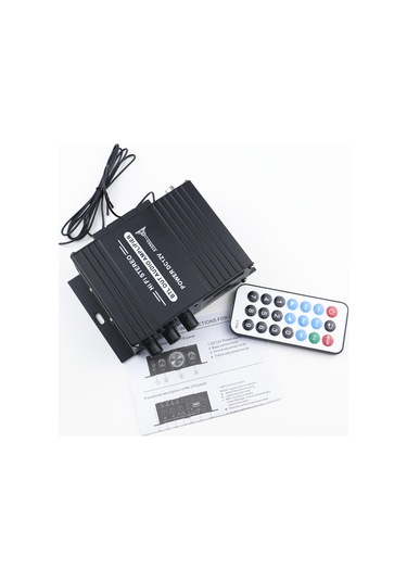 Mufunye Siyah 12v 20wx2 Bluetooth Araç/ev Amfi, Sd/usb Okuyucu, Fm Radyo, Dijital Ekran, 12v 2a-5a Girişi Güç Adaptörü Yok