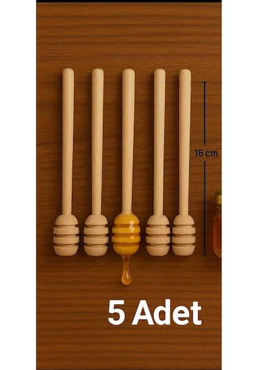 Ahşap El Yapımı Doğal Bal Kaşığı 5 Adet - 13 Cm Ahşap Daldız Bal Kaşığı