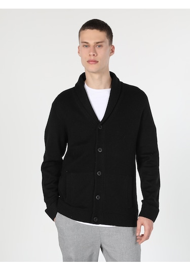 Colin's Slim Fit Düğmeli Siyah Erkek Hırka CL1059692_Q1.V2_BLK