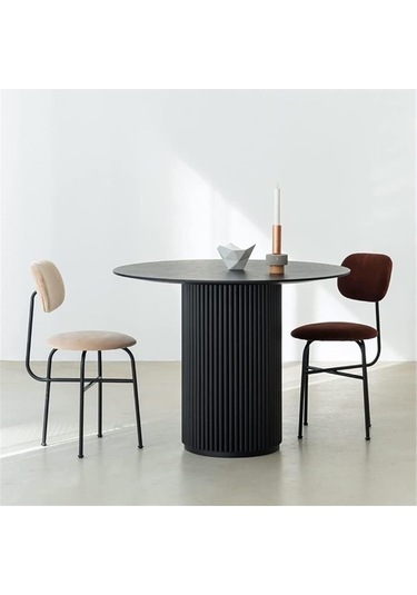 Breeze Yuvarlak Ahşap Bohem Masa 90x90 Siyah