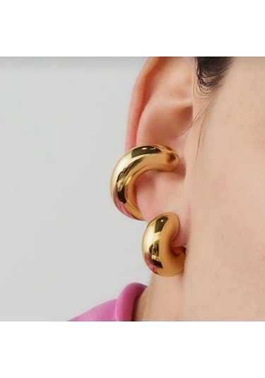 Chunky Earcuff Büyük Bombeli Earcuff Gold Renk Renkli