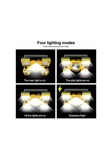 Yaban Mersini Yc Led Far Güçlü Işık Süper Parlak Kafaya Monte El Feneri Açık Şarj Edilebilir Gece Balıkçılık Far 5 Işık Kaynakları Mor