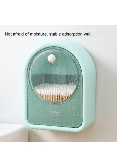 Cbtx Banyo Duvara Monte Pamuklu Çubuk Tutucu Pamuklu Çubuklar İçin Kozmetik Saklama Kutusu, Makyaj Pedleri - Beyaz