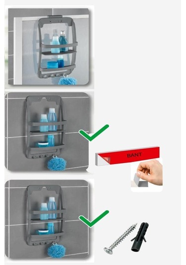 Saban Plastik Banyo Rafı Gri Diğer