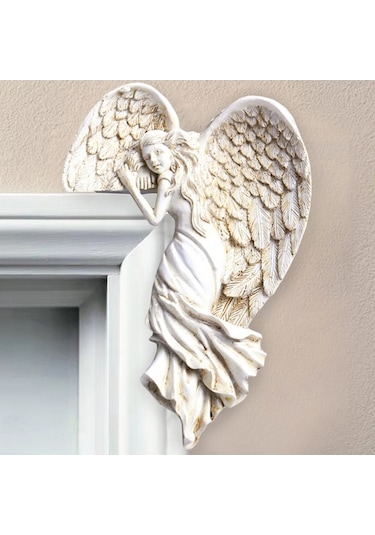 Fortunelane Saçma Resin Mavi Yanaçlı Melek Kapı Çerçevesi Dekorasyonu - Oturma Odası, Yatak Odası, Ofis Dekoru, Misafir Memnun Ed