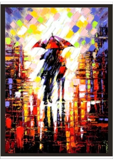 70 Cm X 100 Cm Şemsiyeli Çift Pastel Poster Tablo