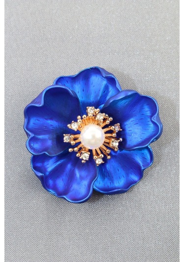 Tatlı Funda Gülü Broş. Kristal Taşlı Çiçek Broş. Yaka İğnesi Broş. Kadın Broş. Broş. Lacivert
