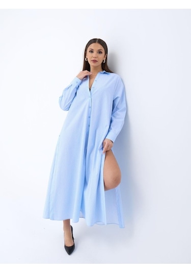 The İstanbul 5857 Elbise-san Diego Çizgili Altın