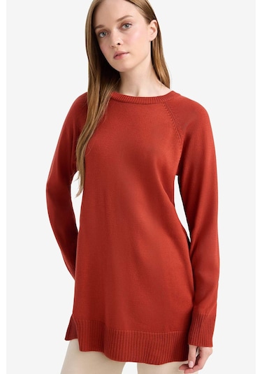 Defacto Regular Fit Bisiklet Yaka Basic Düz Uzun Kollu Tunik C4474ax25wnog215 Turuncu