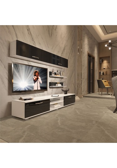 Decoraktiv Eko 5 Mdf Dvd Tv Ünitesi Tv Sehpası Beyaz - Siyah