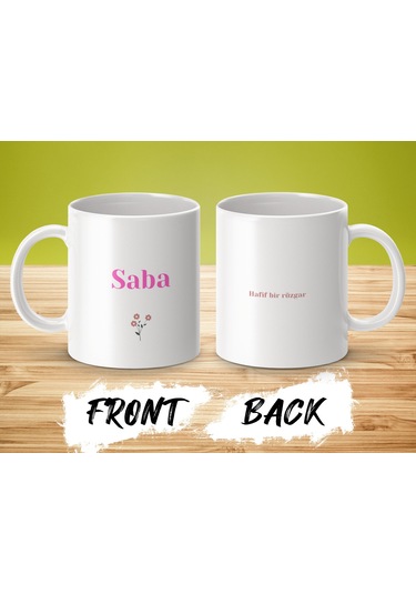 Saba İsimli Kupa Bardak, İsimli Bardak, Hediye Kupa Bardak, Kahve Kupa Bardak