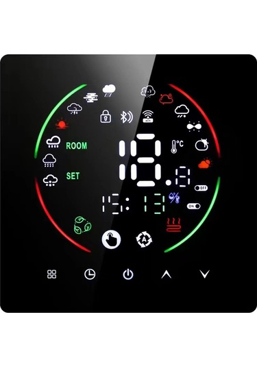 Kangvka Siyah Su Isıtma Akıllı Termostat - Tam Dokunmatik, Çocuk Kilidi, Ntc Sensör, 3a, Otomatik/manuel Mod, 7 Gün Programlanabilir, Durum Belleği