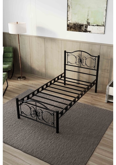 Argimo Pero Tek Kişilik Ferforje Metal Karyola Siyah