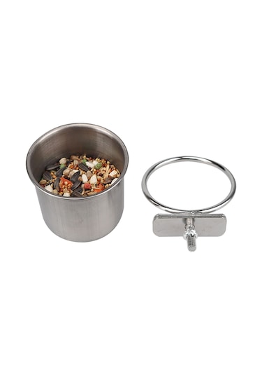 Yuntech01 Paslanmaz Çelik Kuş Yem Sepeti - Muhabbet Kuşu İçin Yem/su Kabı, 5.5/6.5/10cm Seçenekli Yemleme Aleti