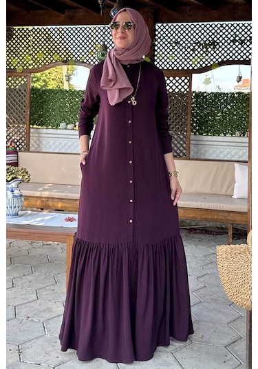 Süreyya Gömlek Elbise Mürdüm Normal