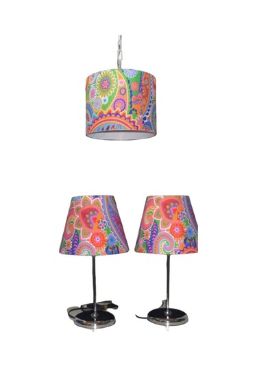 Yatak Odası Avize Abajur Seti Metal Krom Ayaklı