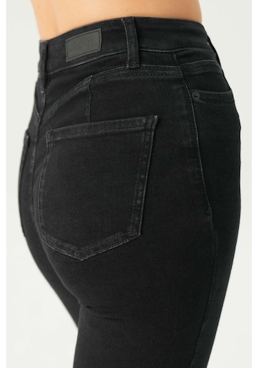 Judy Siyah Yüksek Bel Patı Fermuarlı Çift Düğmeli Push-up Skinny Fit Jean Pantolon C 4521-201