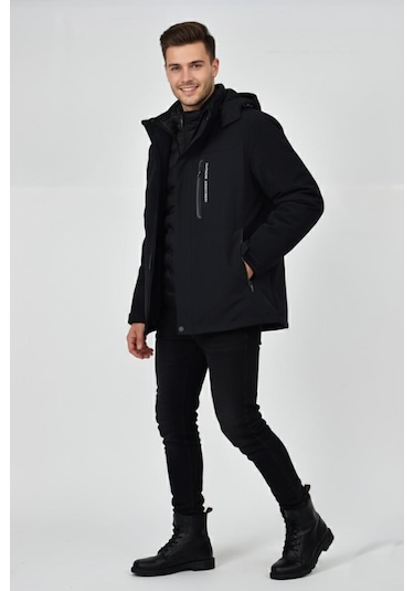 Dynamo Erkek Kapüşonlu Spor Mont 2 Parça Regular Fit 3361 Bgl-st04901 Siyah