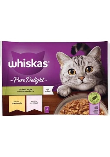 Whiskas Pouch Pure Delight Jöle İçinde Tavuklu Somonlu Kedi Maması 4 x 85 G