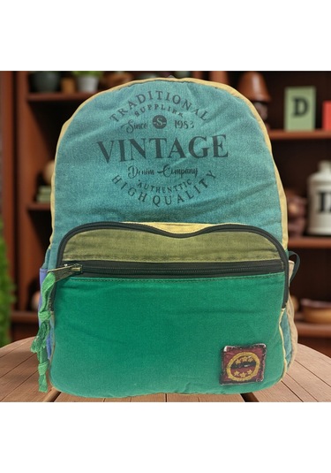 Kaliteli Renkli Vintage Disayn Günlük Sırt Gezi Okul Seyahat Çantası 31 Cm X 41 Cm Turkuaz