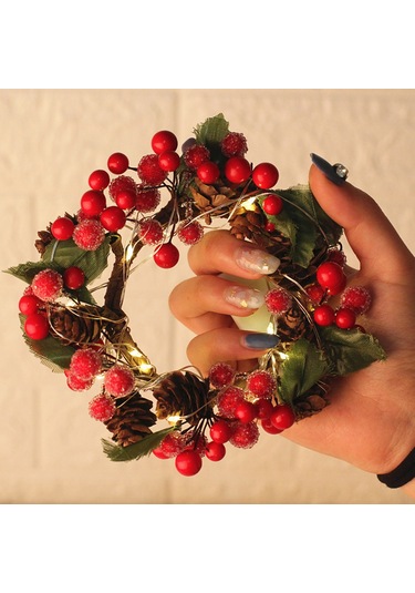 Geeksen Ip44 Su Geçirmez Kıvrılabilir Bakır Tel Noel Gül Ahşap Meşe Led Işık Zinciri Pil Dahil Değil Kırmızı