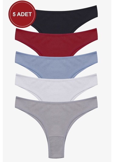 Kadın 5'li Fitilli Brazilian Külot Ko4005ftl Çok Renkli