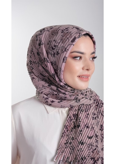 Vizon Pratik Hazır Geçmeli Tesettür Eşarp Kesik Elyaf Piliseli Çiçek Desenli 1818d6 10