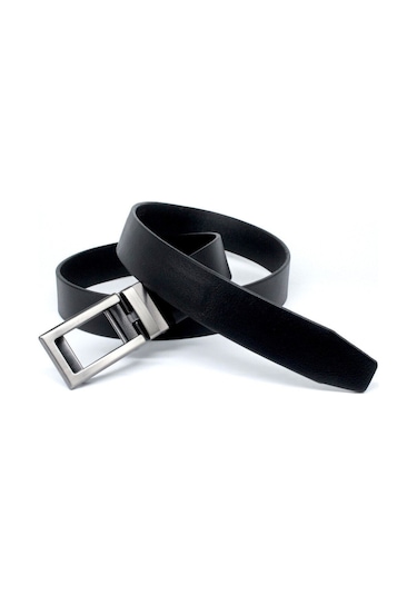 Manda Derisi Otomatik Tokalı Deliksiz Erkek Kemeri - Otomatik Kemer Siyah
