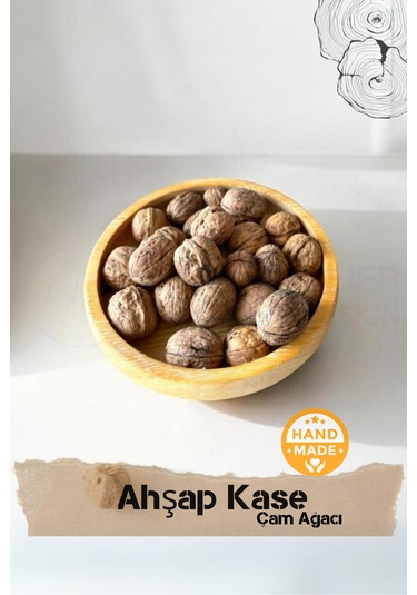 El Yapımı Çam Ağacı Ahşap Kase & Çerezlik 20 Cm