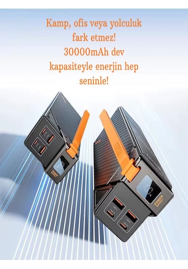 30000mah 65w Hızlı Şarjlı Dijital Göstergeli Taşınabilir 2usb 2ty