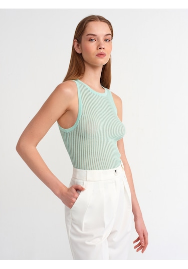 Dilvin Bisiklet Yaka Triko Atlet Mint