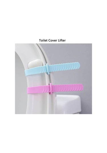 Jms 2 Adet Silikon Kaldırıcı Klozet Kapağı Seyahat Ev Banyo İçin Kapak Kolu Mavi - Pembe