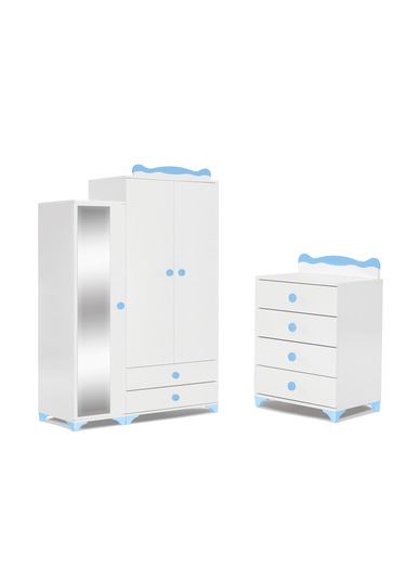 Patiko Sahra 950 3 Kapılı Bebek Odası Takımı Mavi