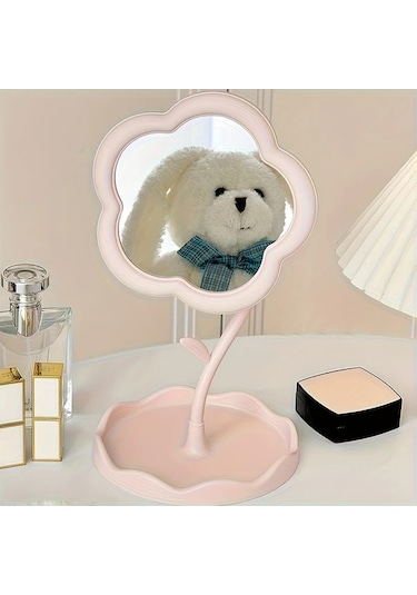 Willowhaven Lihangstar Çiçekli Pembe Aynalı Tuvalet Masası - Ayaklı Ayarlanabilir Dekoratif Makyaj Aynası Pembe