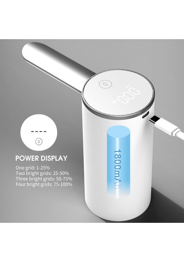 Leezsing Katlanabilir Su Şişesi Dağıtım Pompası Usb Şarj Edilebilir Su Geçirmez İçme Suyu Dağıtım Pompası Beyaz
