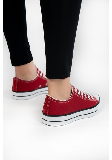 Unisex Bordo Keten Spor Ayakkabı Bordo